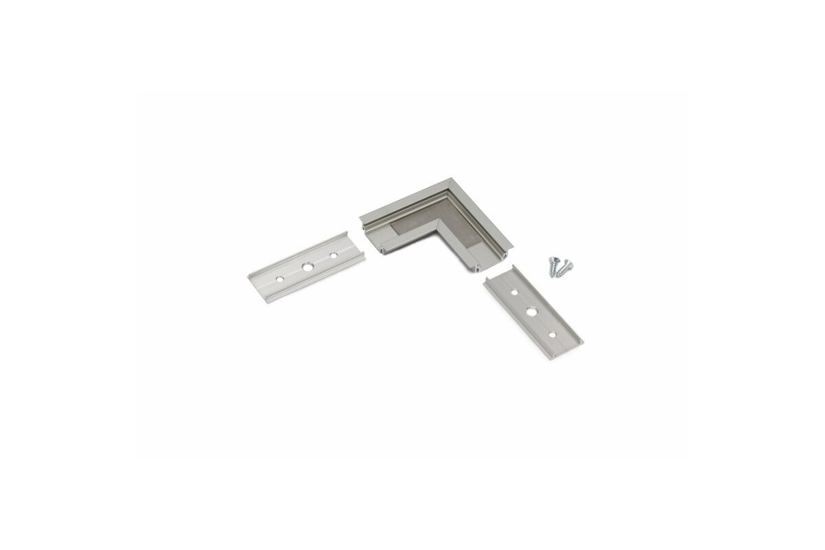 Bild von LED Aluprofil "Einbau Flach 14mm" 90° Winkel Eckverbindung natureloxiert Serie L