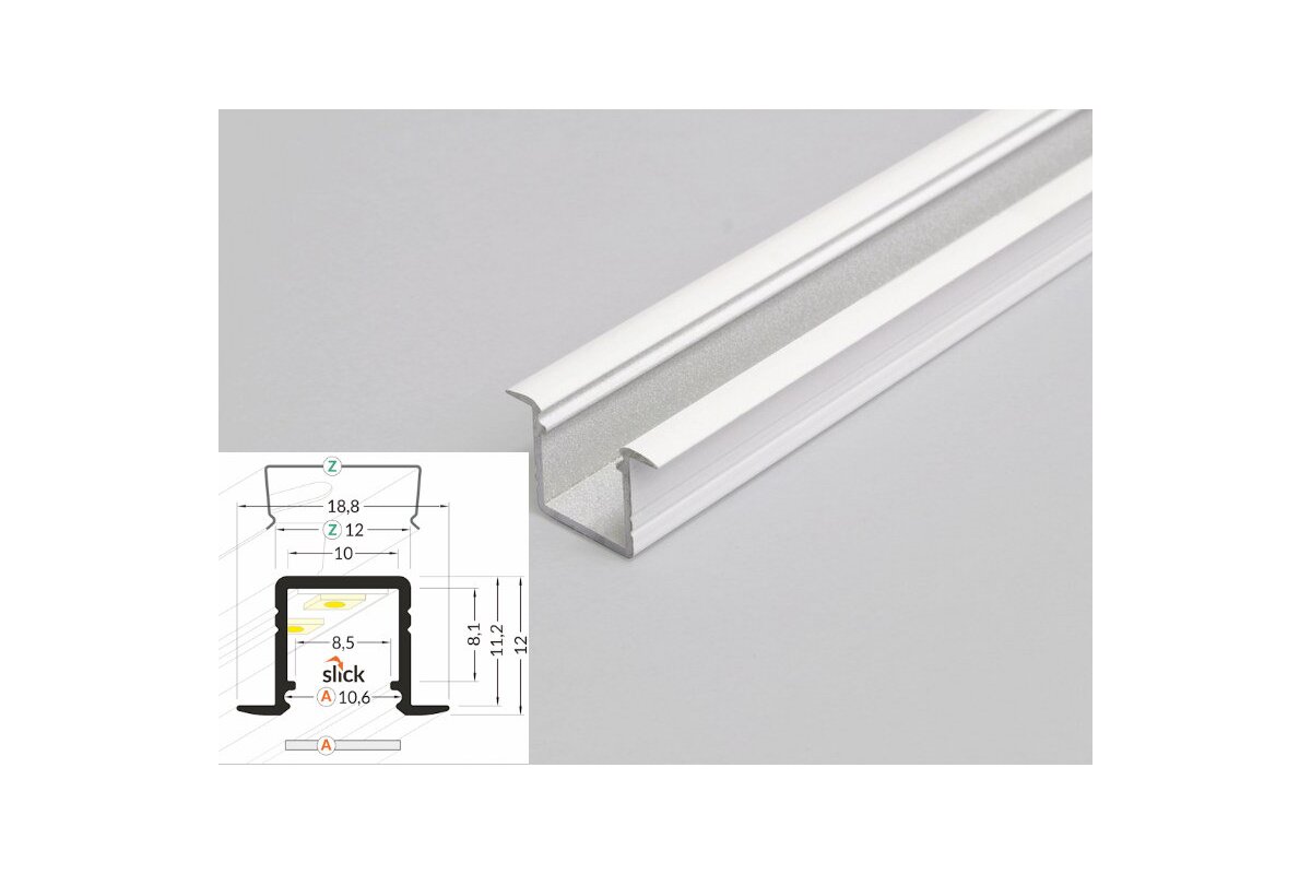 Bild von 4 Meter LED Alu Profil Einbau 10mm Serie ECO weiss lackiert