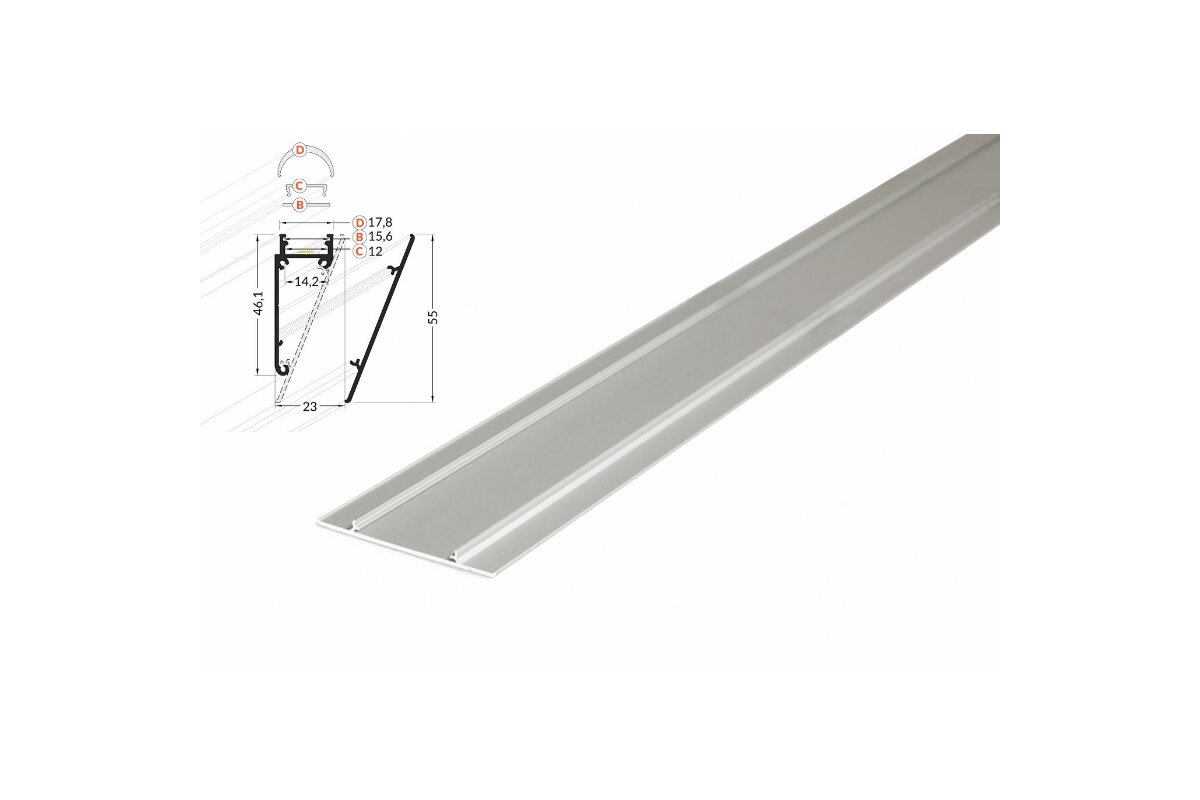 Bild von 3 Meter LED Profil Wall 10mm -Frontblende natureloxiert silber Serie M