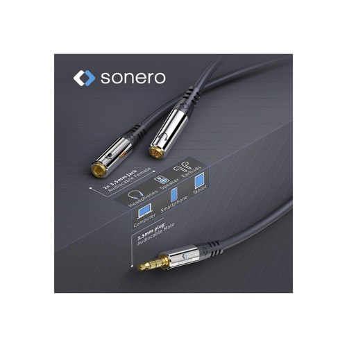 Bild von SONERO Audioadapter 0,25 m, Klinkenstecker auf 2x Klinkenbuchse