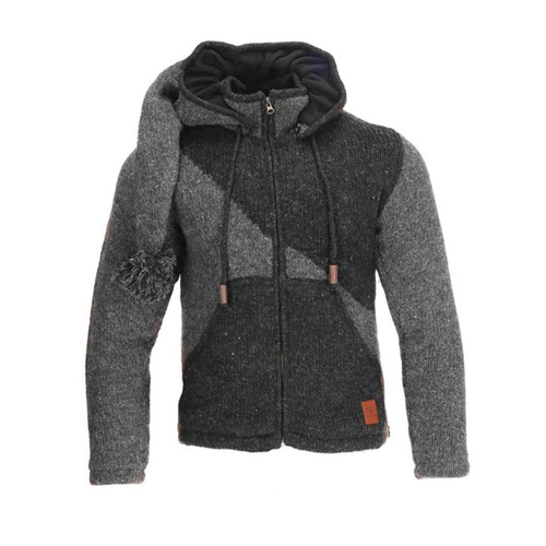 Bild von KUNST UND MAGIE Strickjacke – Unisex Wolle Jacke mit Zipfelkapuze