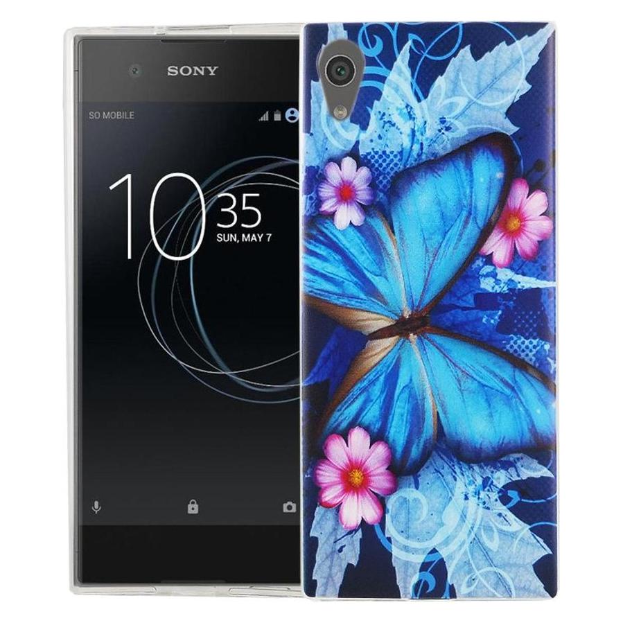 Bild von König Design Handy Hülle für Sony Xperia XA1 Schmetterling Blau Tasche Case Cover Motiv Slim (Sony Xperia XA1), Smartphone Hülle, Blau