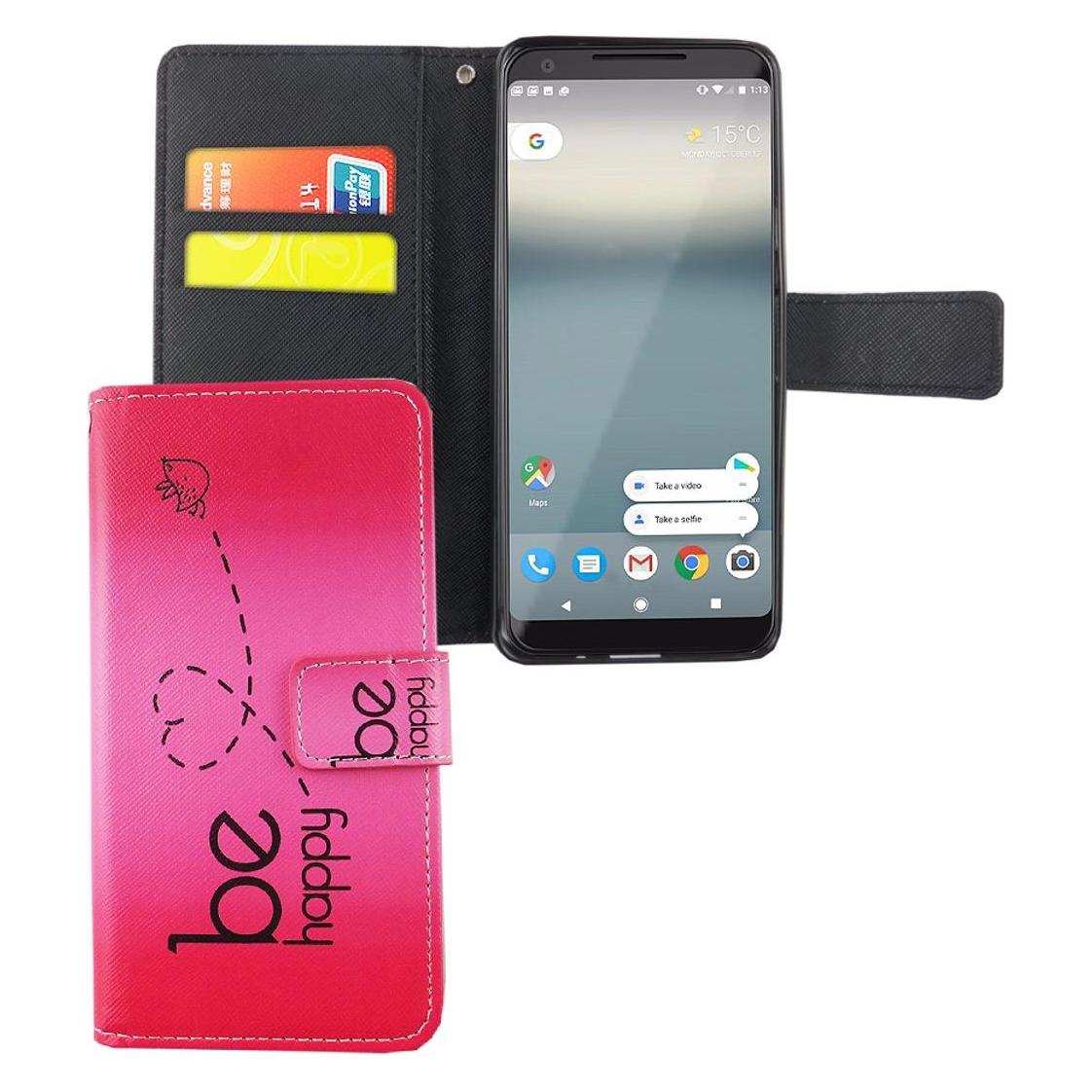 Bild von König Design Hülle Handy Schutz für Google Pixel 2 Case Cover Tasche Wallet Etui Handyhülle (Google Pixel 2), Smartphone Hülle, Rosa