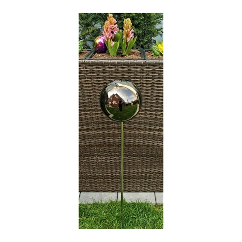 Bild von Jürgen Bocker - Gartenambiente Gartenstecker Rosenkugel Edelstahl schwarz poliert Stab Gartenstecker Beetstecker