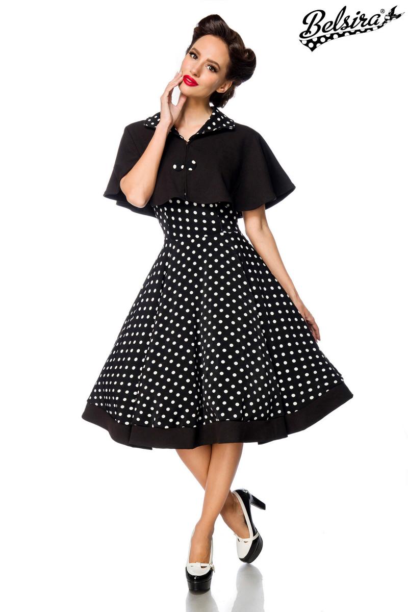 Bild von Belsira Swing-Kleid mit Cape mit Kragen und Knöpfen