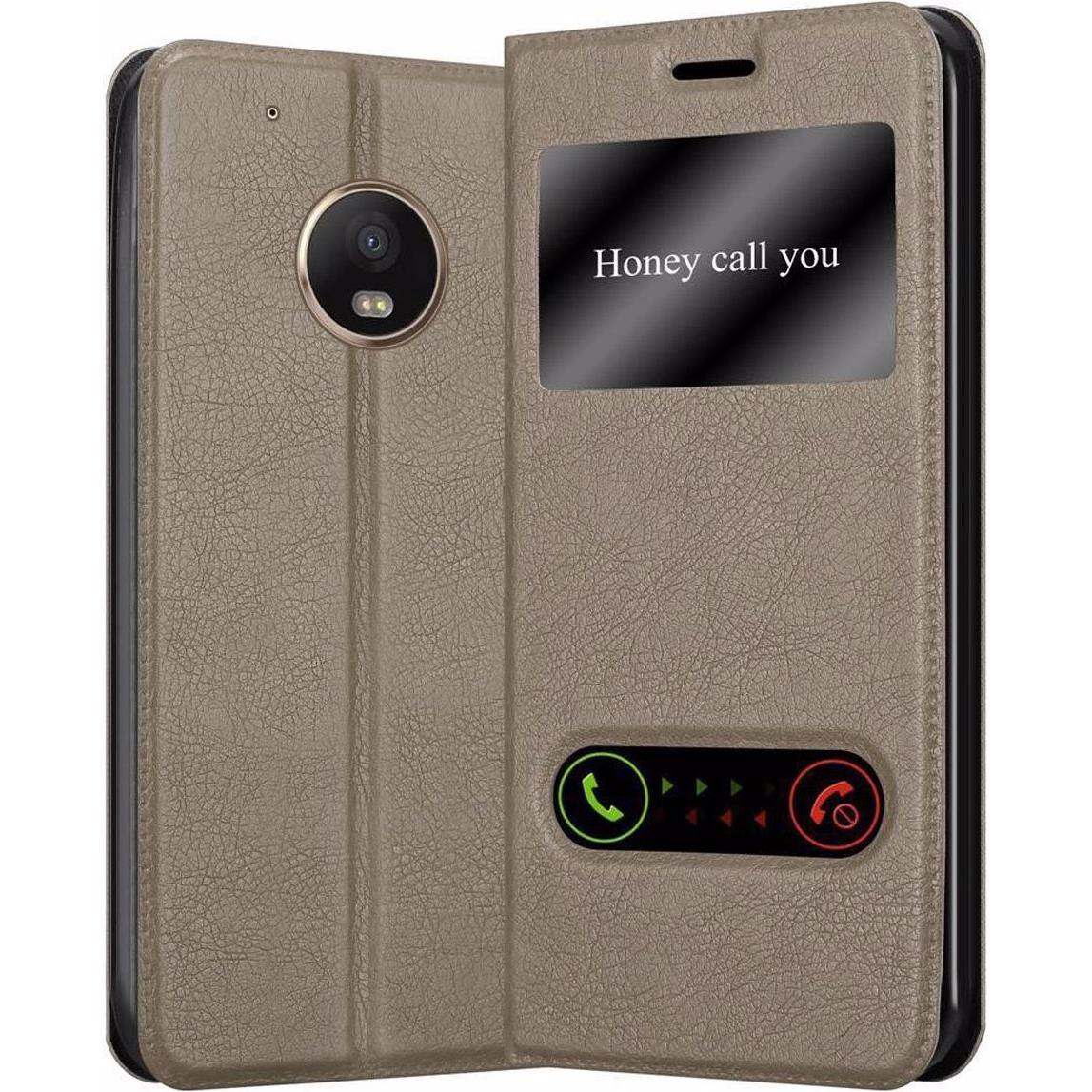 Bild von Cadorabo Book mit View Doppelfenster Cover (Motorola Moto G5 Plus), Smartphone Hülle, Braun