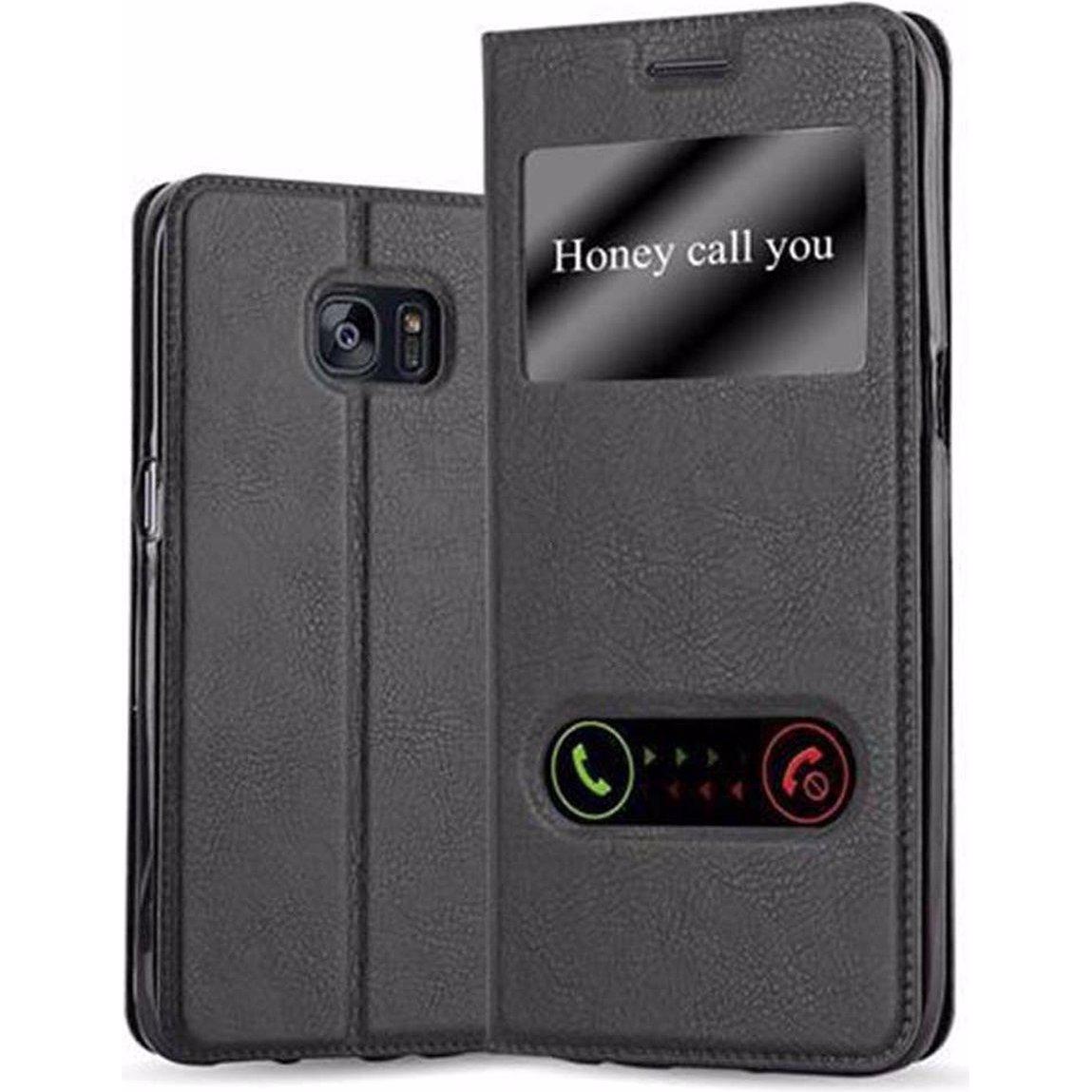Bild von Cadorabo Book mit View Doppelfenster Cover (Samsung Galaxy S7 Edge), Smartphone Hülle, Schwarz