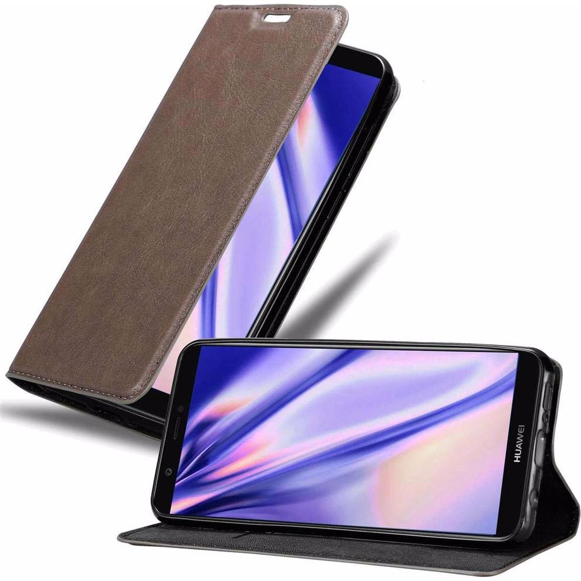 Bild von Cadorabo Book Invisible Magnet Cover (Huawei Enjoy 7S, Huawei P Smart (2018)), Smartphone Hülle, Braun