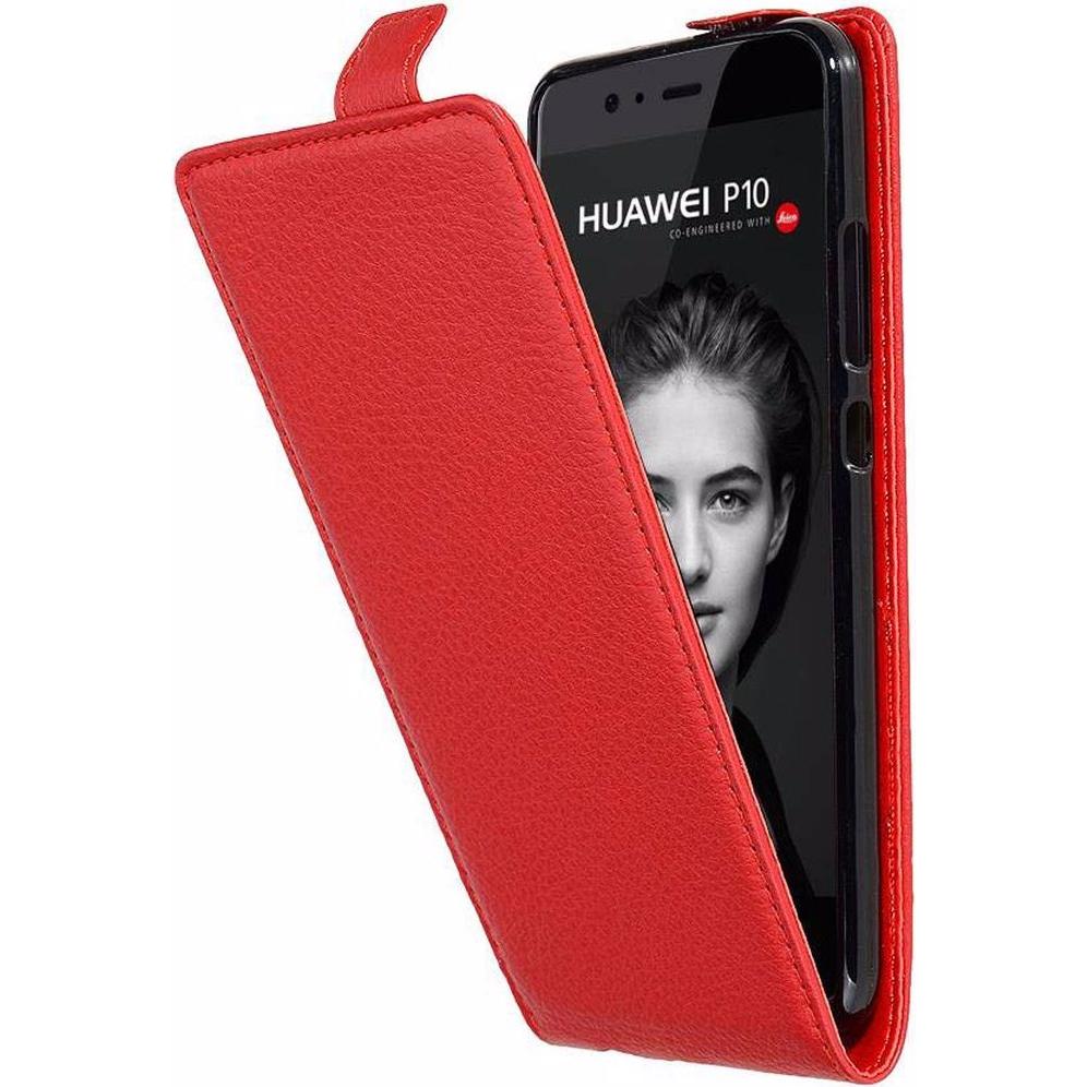 Bild von Cadorabo Flip mit Struktur Cover (Huawei P10), Smartphone Hülle, Rot