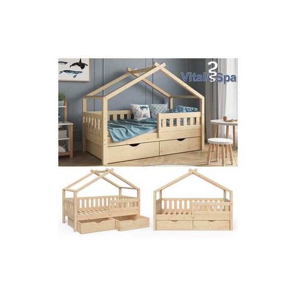Bild von VitaliSpa Design Kinderbett 160x80 Babybett Jugendbett 2 Schubladen Lattenrost