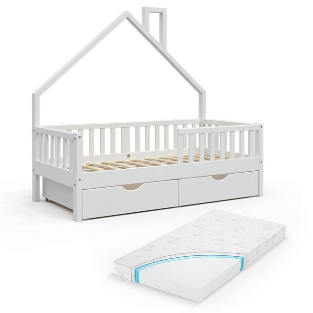 Bild von VitaliSpa Hausbett Kinderbett Spielbett Noemi 80x160cm inkl. Matratze Schubladen