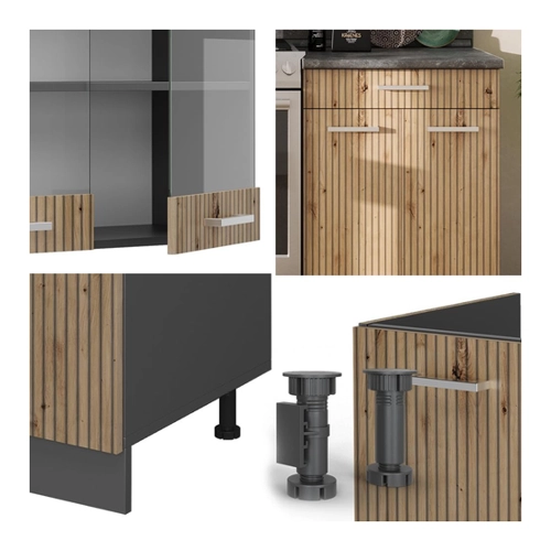 Bild von Vicco Küchenzeile R-Line 200 cm, Weiß Hochglanz/Anthrazit