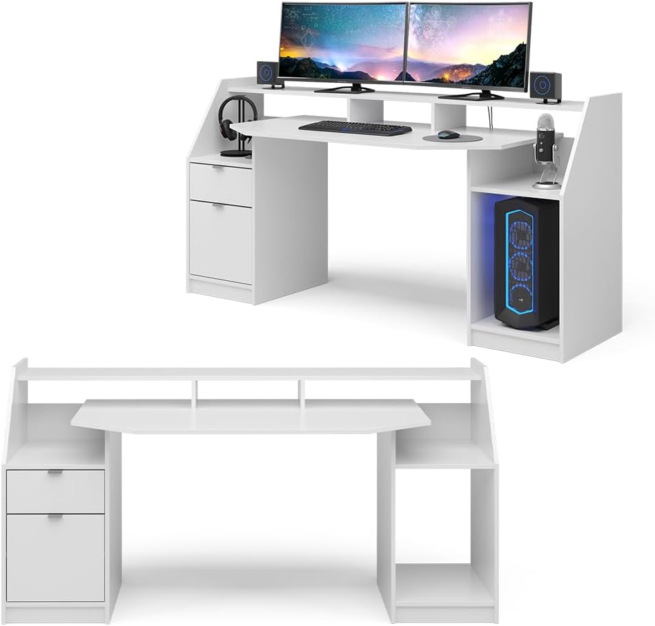 Bild von VICCO Computertisch Joel PC-Tisch Weiß Gamingtisch Schreibtisch Gamertisch