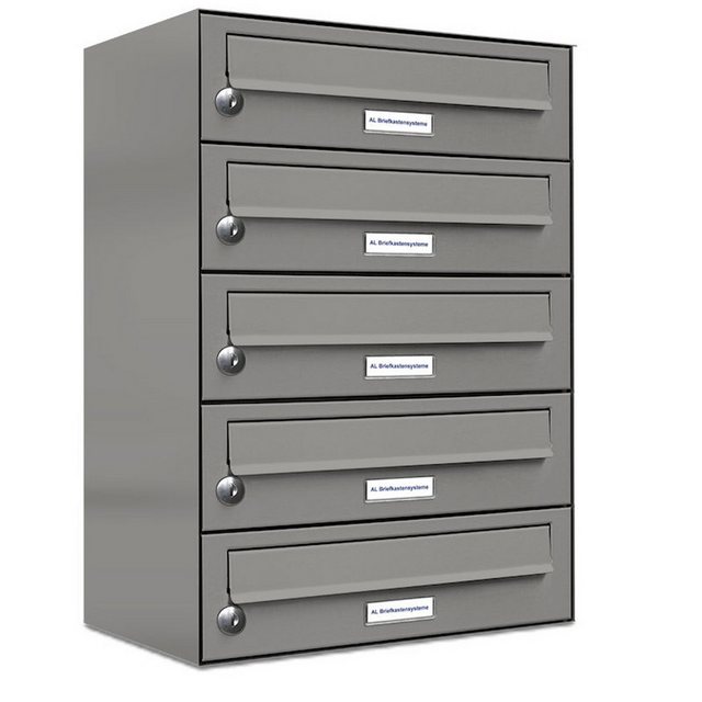 Bild von AL BRIEFKASTENSYSTEME Briefkasten »Premium«, (BxH): 38.5 x 57.5cm, Anzahl Schlitze: 5, Aufputzmontage - grau