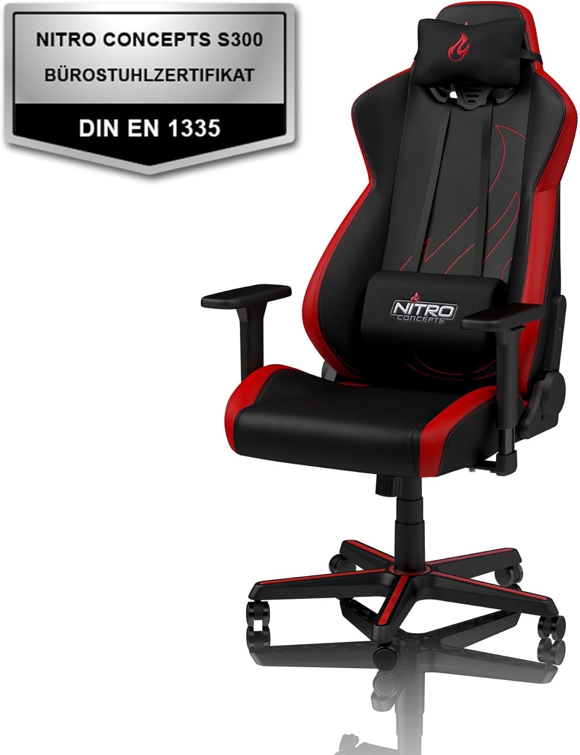 Bild von NITRO CONCEPTS S300 Gamingstuhl - Ergonomischer Bürostuhl Schreibtischstuhl Chefsessel Bürostuhl Pc Stuhl Gaming Sessel Stoffbezug Belastbarkeit 135 Kilogramm - Atomic Green (Grün)