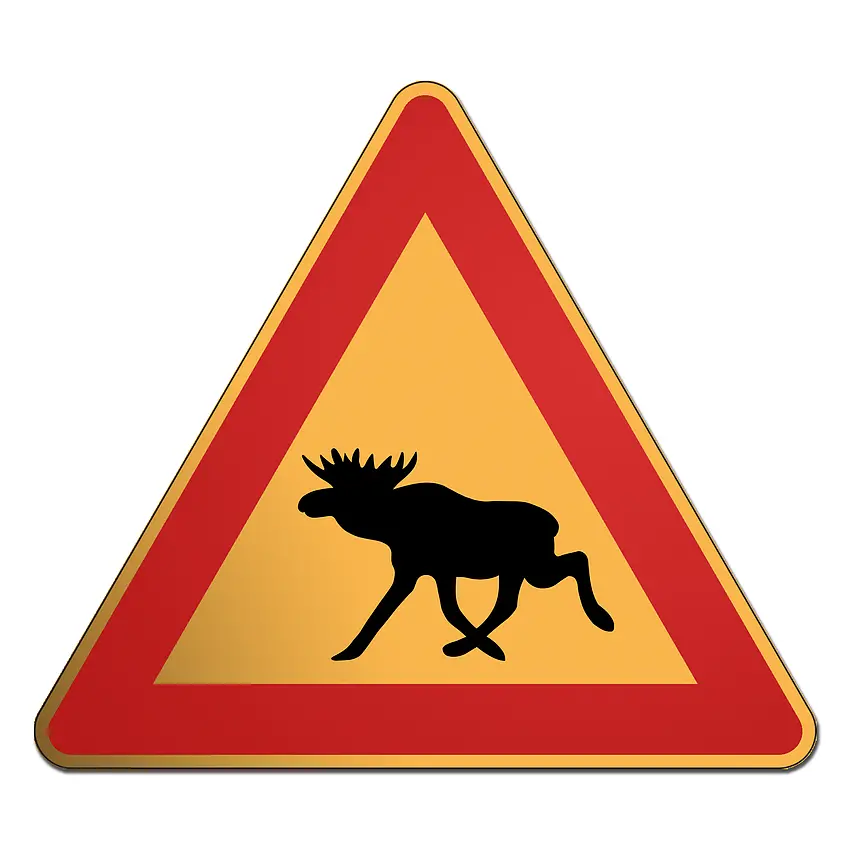 Bild von Schwedisches Verkehrsschild Elch rot/gelb - Verkehrszeichen aus Schweden