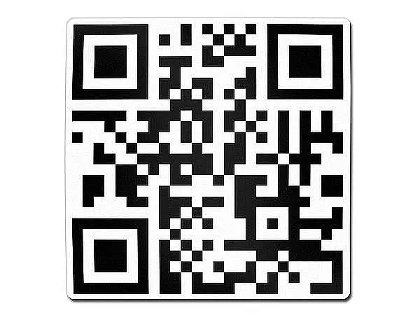 Bild von Quadratisches Aluminiumschild mit QR-Code - weiß