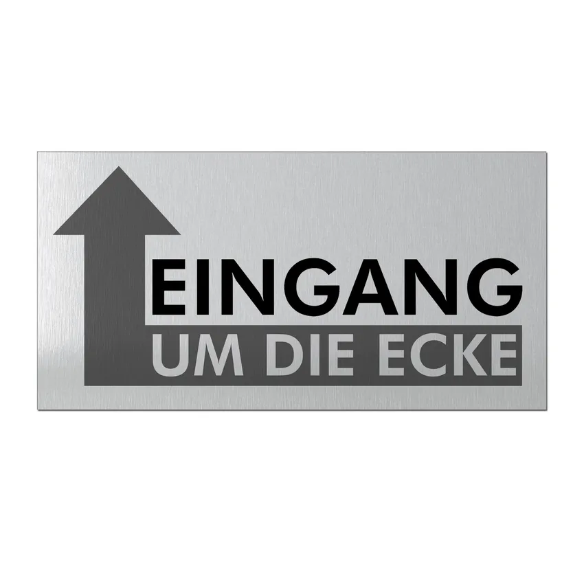 Bild von Eingang um die Ecke - Hinweisschild aus Aluminium