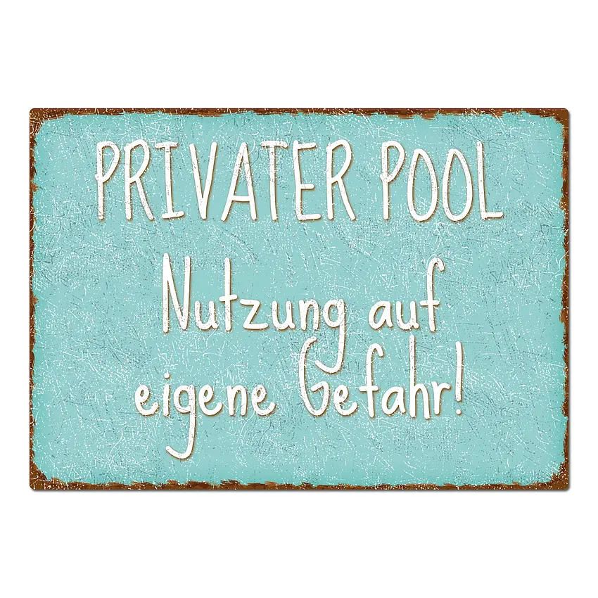 Bild von Dekoschild im Vintage Look mit Wunschtext türkis Format A4