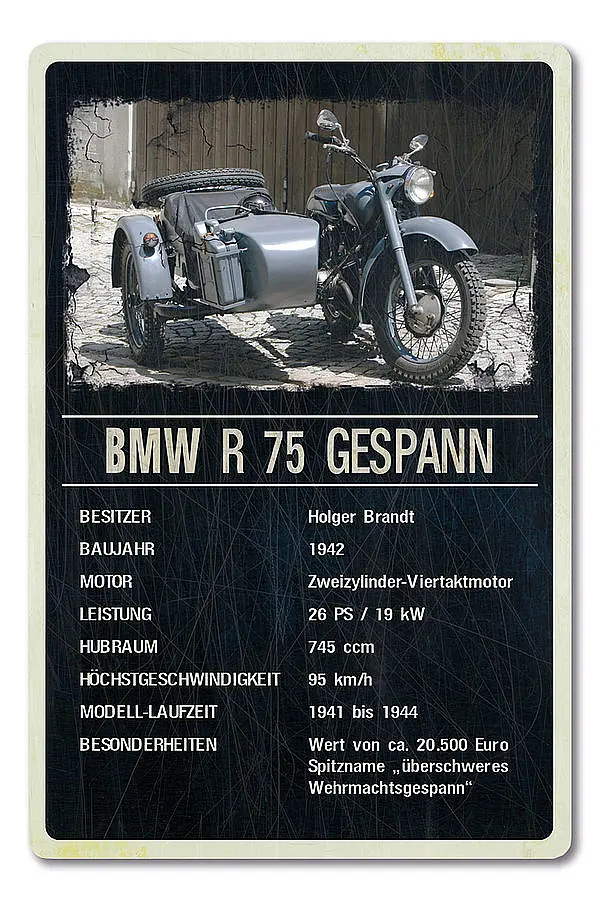 Bild von Ausstellungsschild für Motorrad Oldtimer 200 x 300 mm black vintage