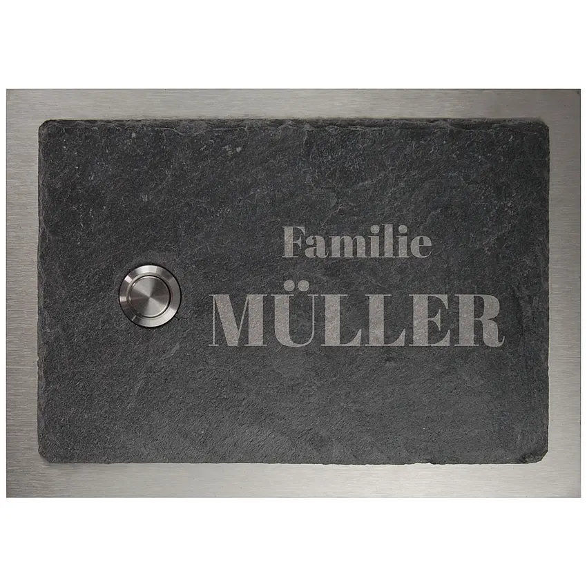 Bild von Klingel aus Schiefer und Edelstahl 17 x 12 cm - Design Classic