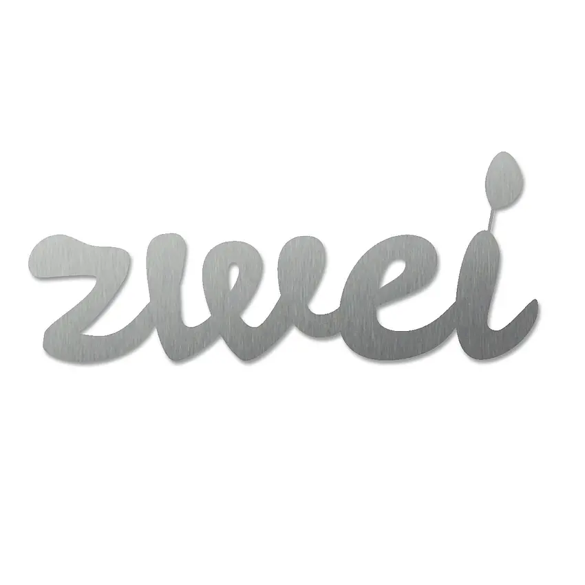 Bild von Edelstahl-Hausnummer als Zahlwort - Leckerli - Höhe 150 mm - bis 5 Buchstaben