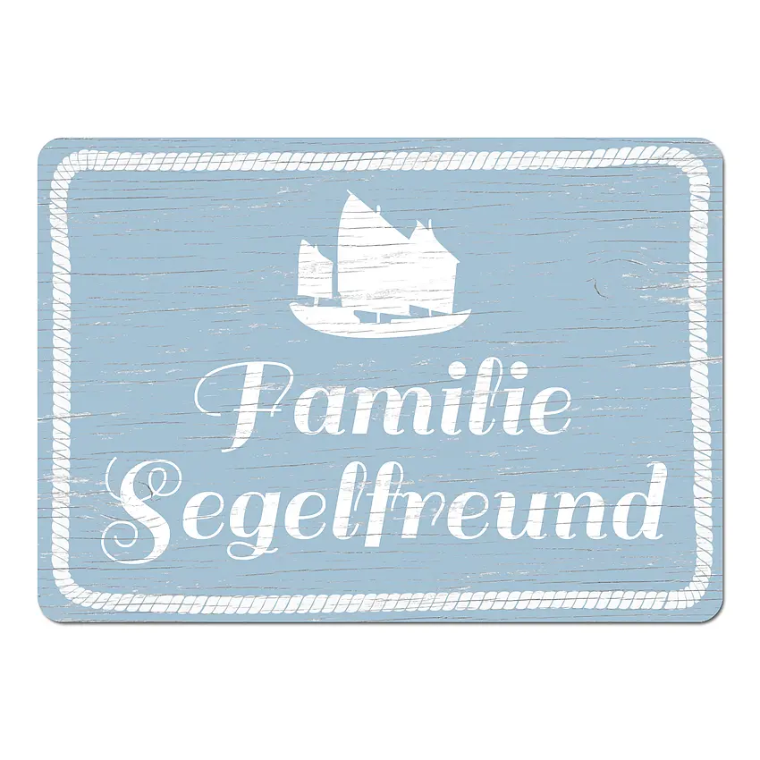 Bild von Türschild im maritimen Stil oder mit anderem Wunschtext hellblau Format A4