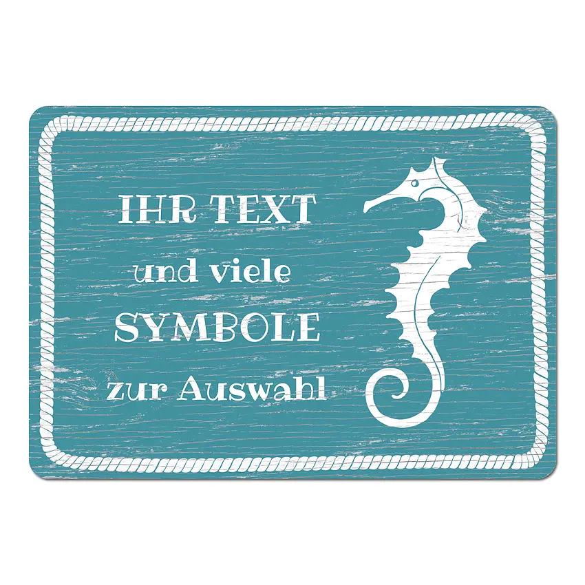 Bild von Maritimes Dekoschild mit Wunschtext petrol Format A4