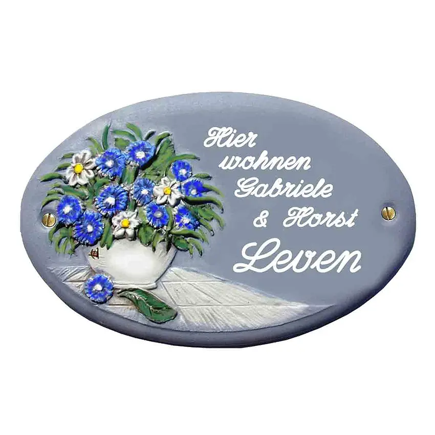 Bild von Keramik - Türschild Klassik Art in blaugrau