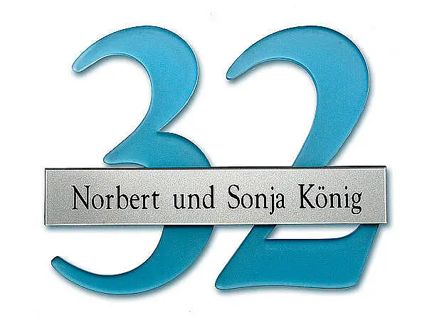 Bild von Hausnummer aus Gravurglas mit Namen oder Straßennamen - Größe: 18 x 14 cm