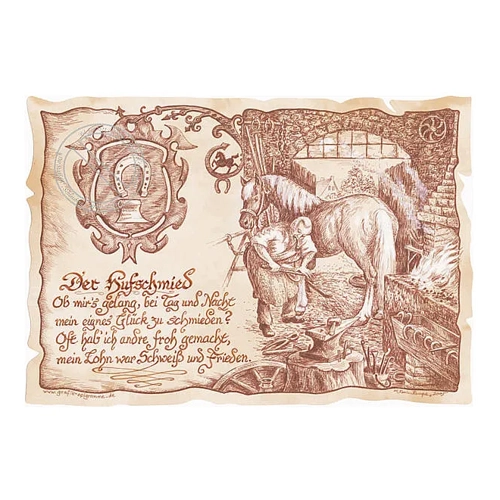 Bild von Zunftbild Hufschmied auf Antikpapier im A4-Format