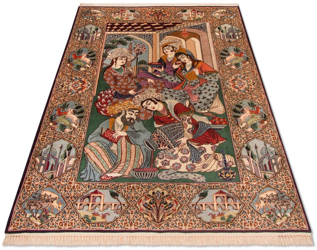 Bild von morgenland Teppich "Isfahan Teppich handgeknüpft mehrfarbig", rechteckig, 6 mm Höhe, handgeknüpft