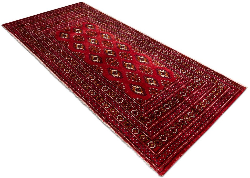 Bild von morgenland Wollteppich "Turkaman Teppich handgeknüpft rot", rechteckig, 7 mm Höhe
