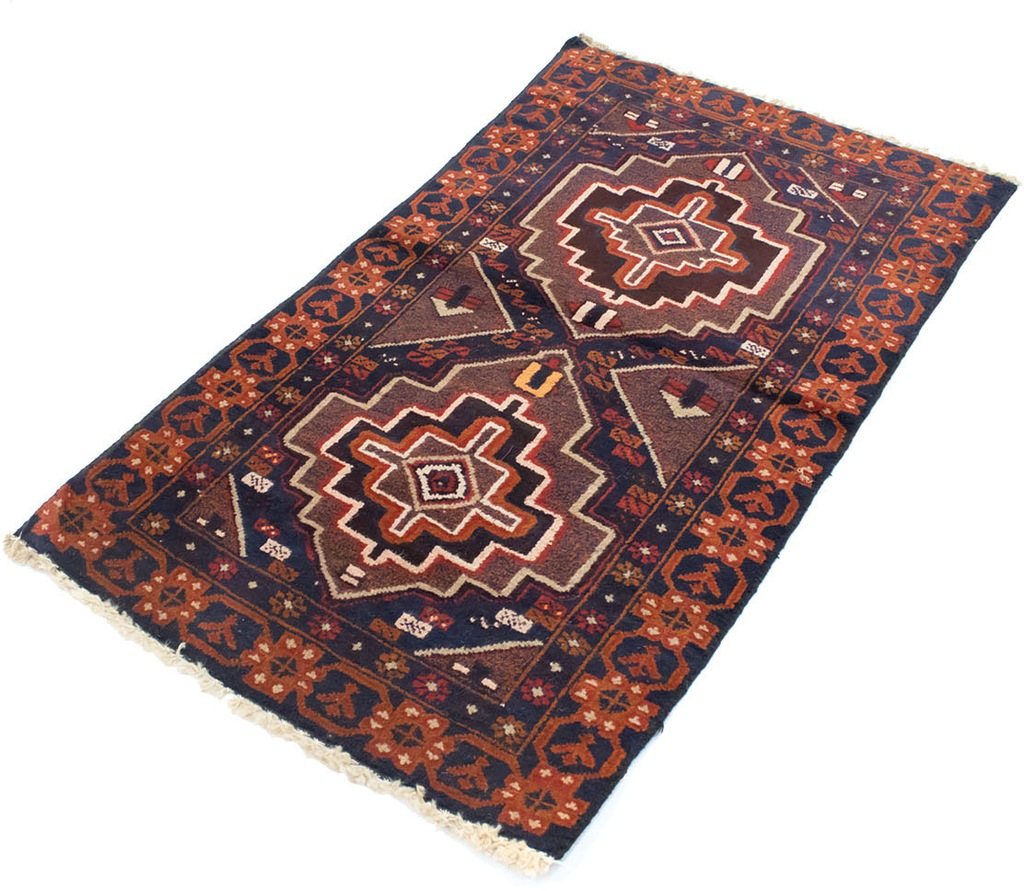 Bild von morgenland Wollteppich "Belutsch Teppich handgeknüpft blau", rechteckig, 8 mm Höhe, handgeknüpft