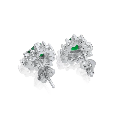 Bild von Schmuck-Elfe Paar Ohrstecker Ocean Heart Smaragd, 925 Sterling Silber