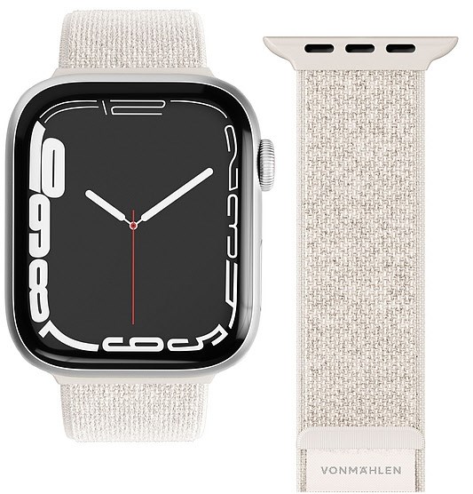 Bild von VONMÄHLEN Fitness Loop 2 - Sportarmband für die Apple Watch - Robustes Nylongewebe, Stufenlos verstellbarer Klettverschluss, Schweiß- und wasserabweisend - Größe 44 | 45 | 46 | 49mm - cream