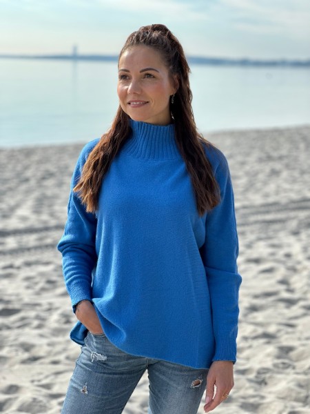 Bild von Feinstrickpullover mit breitem Halsbündchen One Size Blau ""