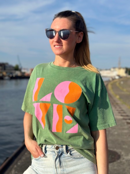 Bild von T-Shirt mit double Color Love Print - khaki ""