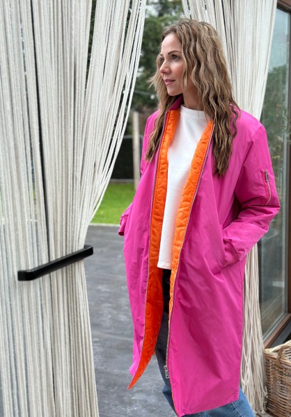 Bild von Bombermantel "lang" mit Reißverschluss in Pink - S/M "S/M"