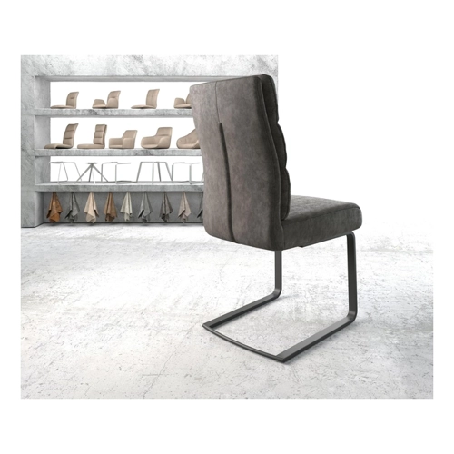 Bild von Schwingstuhl Pela-Flex Anthrazit Vintage Freischwinger flach Schwarz  Taschenfederkern