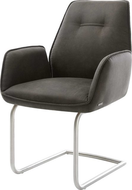 Bild von DELIFE Schwingstuhl Zoa-Flex Anthrazit Vintage Freischwinger rund Edelstahl, Esszimmerstühle