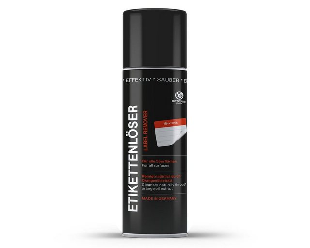 Bild von Octopus Etikettenentferner und Kleberlöser Spray, Klebstoff-Entferner zum Lösen hartnäckiger Rückstände, mit Orangenöl - 200 ml