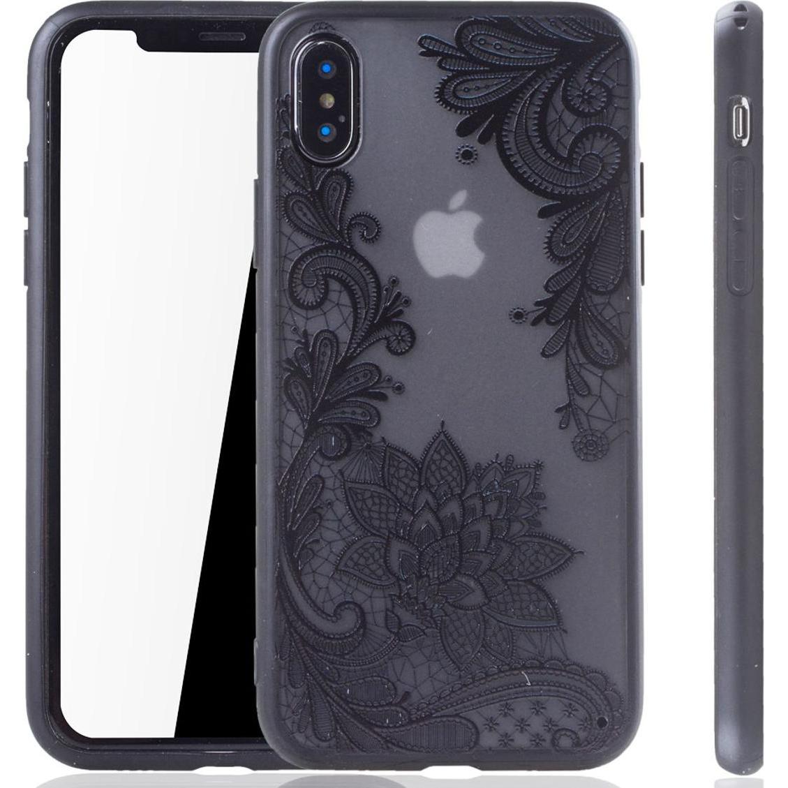 Bild von König Design Apple iPhone X Handy Hülle Mandala Case Schutzhülle Motiv Etui Blüte Schwarz Neu (Apple iPhone X), Smartphone Hülle, Schwarz