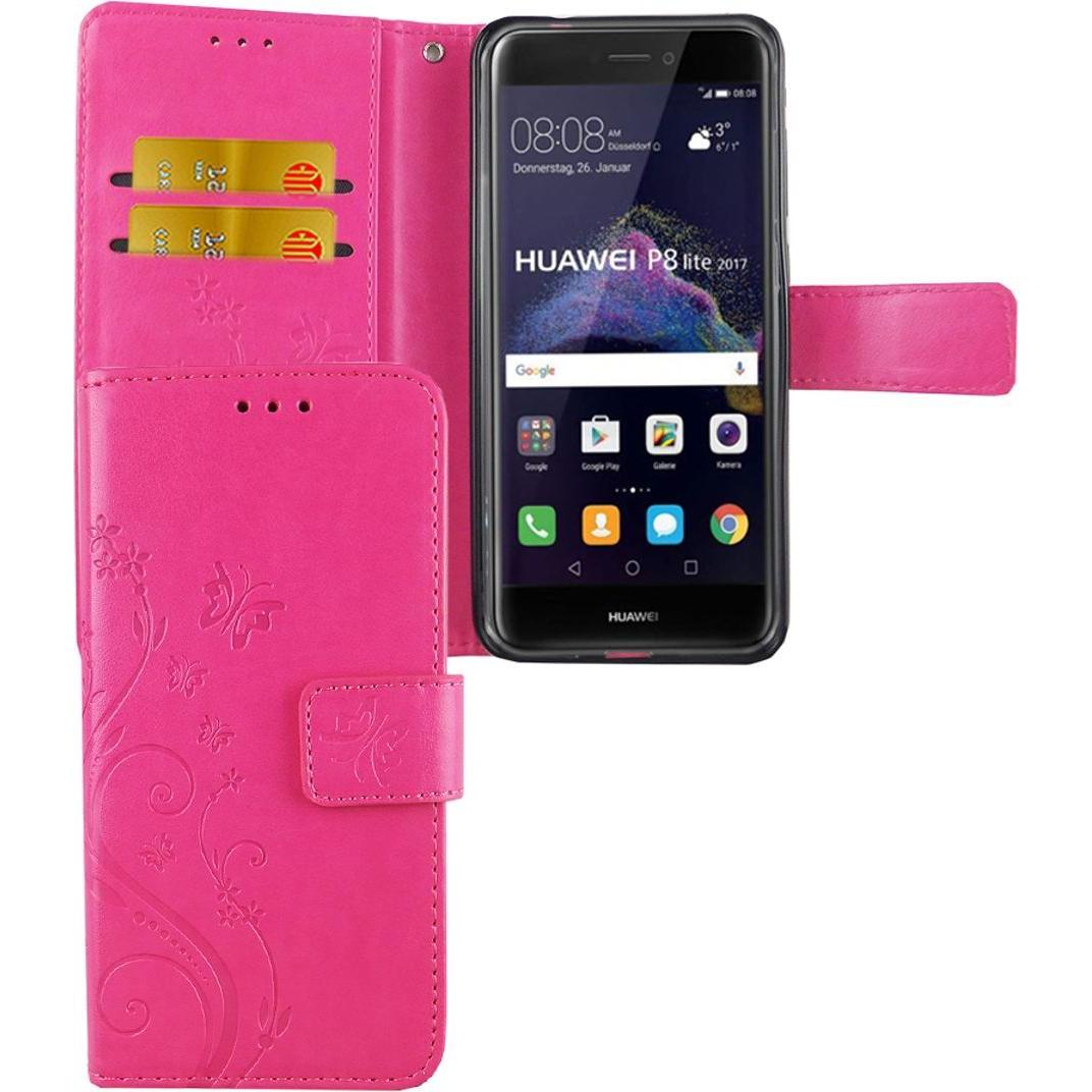 Bild von König Design Hülle Handy Schutz für Huawei P8 Lite 2017 Case Cover Tasche Wallet Etui Bumper (Huawei P8 Lite (2017)), Smartphone Hülle, Rosa