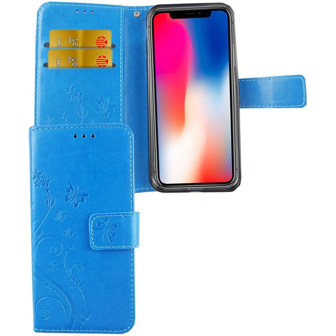 Bild von König Design Hülle Handy Schutz für Apple iPhone X Case Cover Tasche Wallet Etui Handyhülle (Apple iPhone X), Smartphone Hülle, Blau
