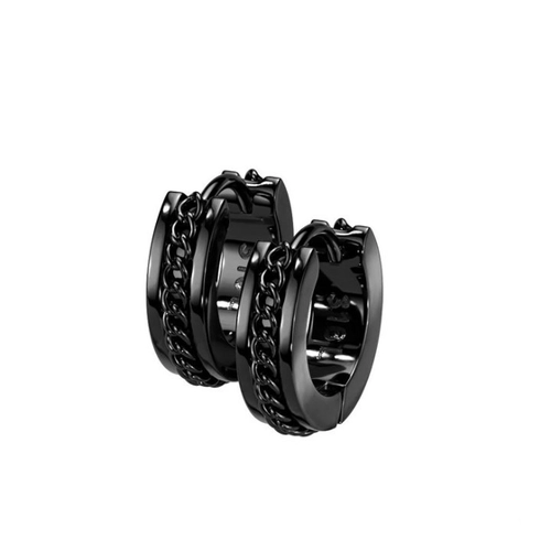 Bild von BUNGSA Creolen-Set Creolen mit Kette aus Edelstahl Unisex (1 Paar (2 Stück), 2-tlg), Ohrschmuck Ohrringe