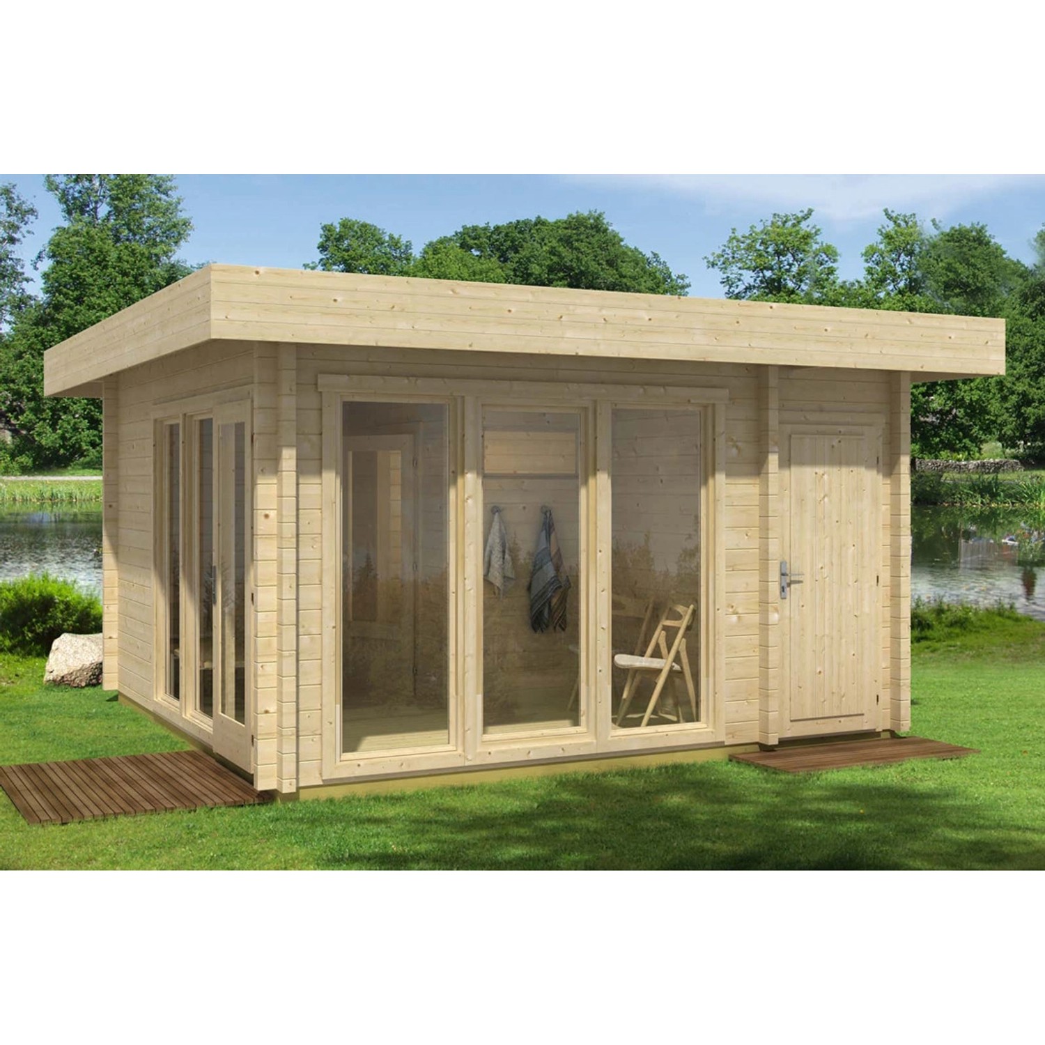 Bild von FinnTherm Saunahaus Cubus-70 E, BxTxH: 498 x 498 x 265 cm, 70 mm, 70mm Wandstärke