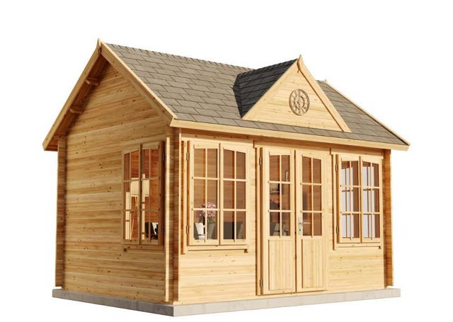 Bild von Alpholz Gartenhaus Clockhouse-28 aus Massiv-Holz | Gerätehaus mit 28 mm Wandstärke | Garten Holzhaus inklusive Montagematerial | Geräteschuppen Größe: 420 x 320 cm | Satteldach Pinie/Kiefer