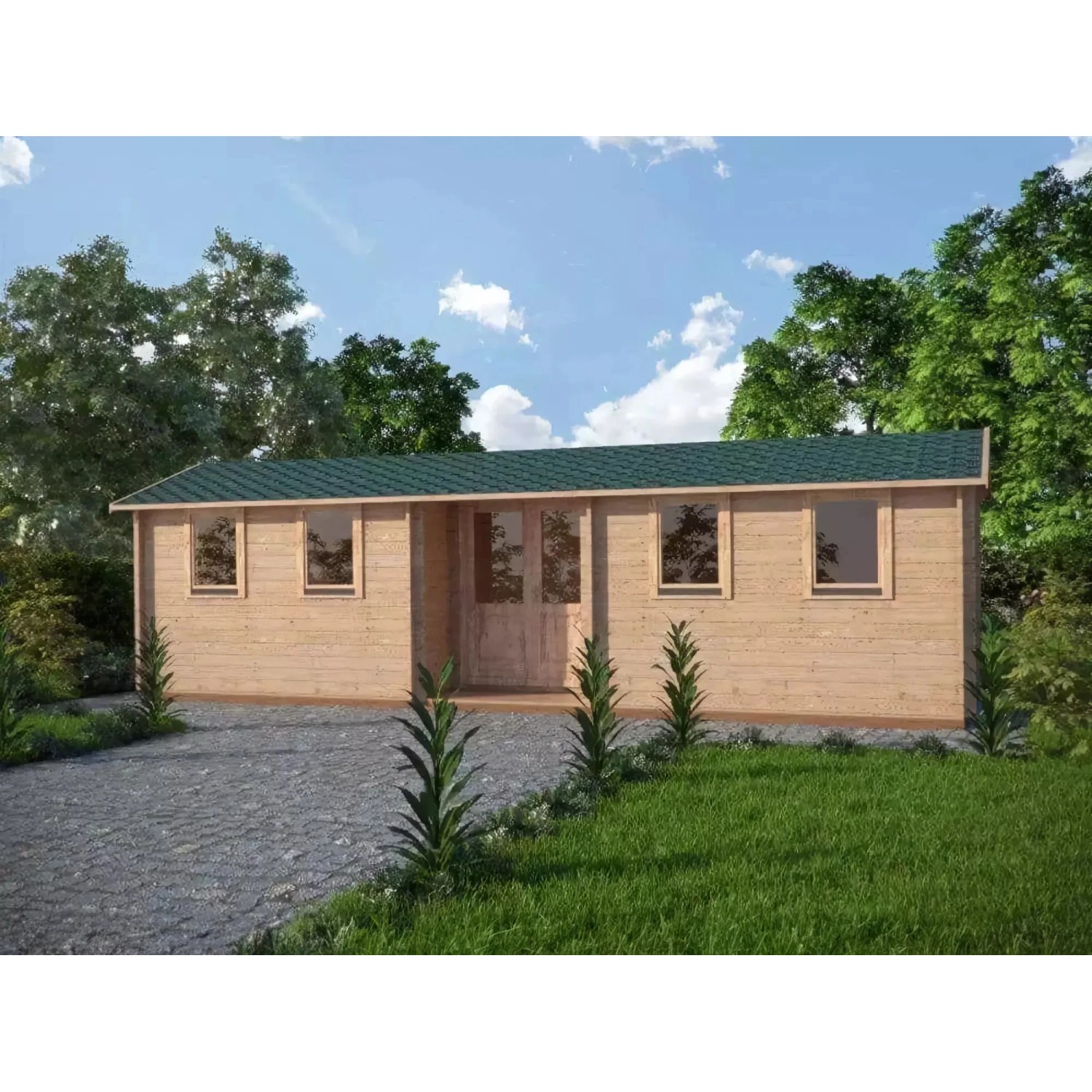 Bild von Alpholz Gartenhaus Helmand Satteldach 920 cm x 330 cm Hellbraun