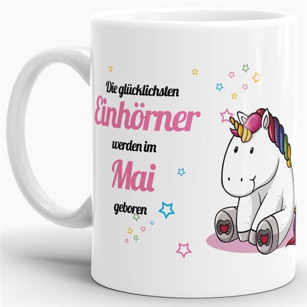 Bild von Tasse - Die glücklichsten Einhörner werden im Mai geboren - Weiß